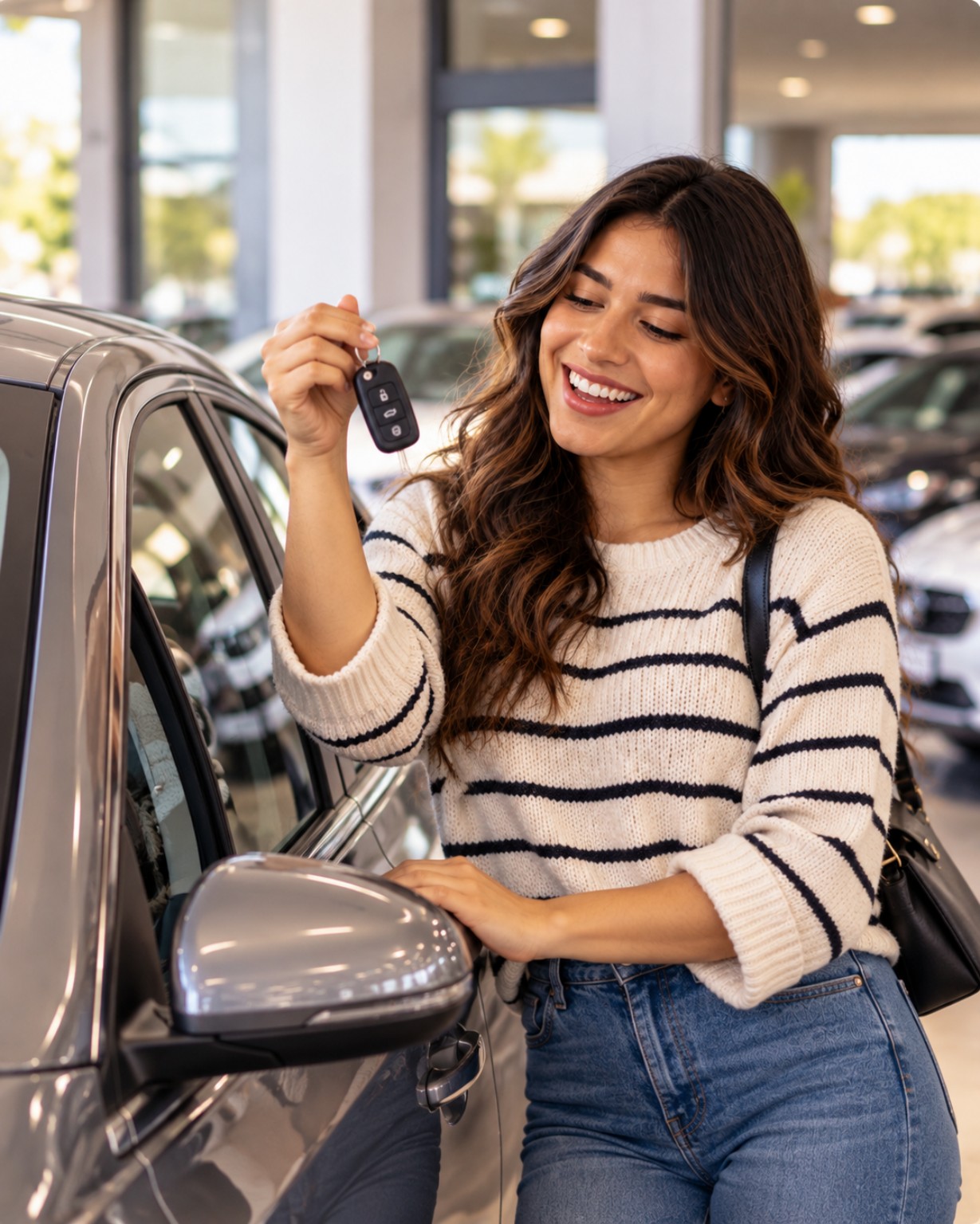 Cliente estrenando su auto feliz en la agencia TA247
